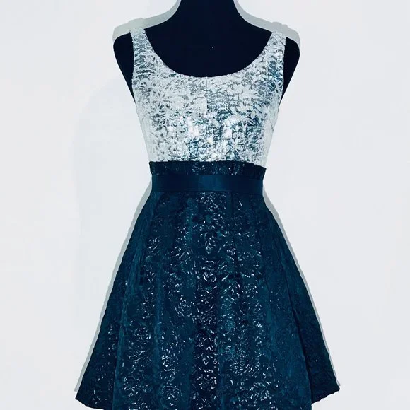 Kay Unger Dresses | Kay Unger New York Cocktail Dress - Silver Sequin + Black | Color: Black/Silver | Size: 2 | Ashleygerroll's Closet